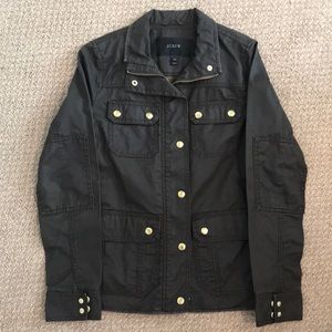 J. Crew army green resin-coated twill jacket